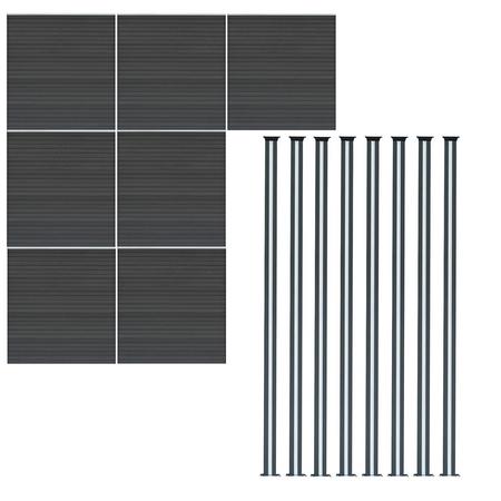Komposiittiaitapaneelit ja LED-pylväät 1, 8 m x 12 m - harmaa