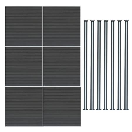 Komposiittiaitapaneelit ja LED-pylväät 1, 8 m x 10 m - harmaa