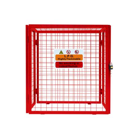 Punainen kokoontaitettava kaasupullohäkki - 90 cm x 80 cm x 43 cm
