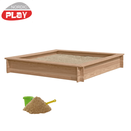 Hiekkalaatikko, lehtikuusi, 240kg hiekkaa, 150 x 150 cm NORDIC PLAY